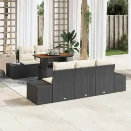 Sodo Valgomojo Komplektas Su Pagalve 6 Pcs Juoda Ir Kreminė