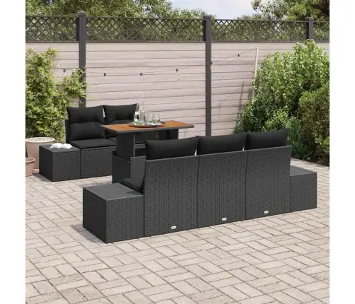 6 Daļu Dārza Galds Ar Spilveniem Melnā Poliratanā Vidaxl