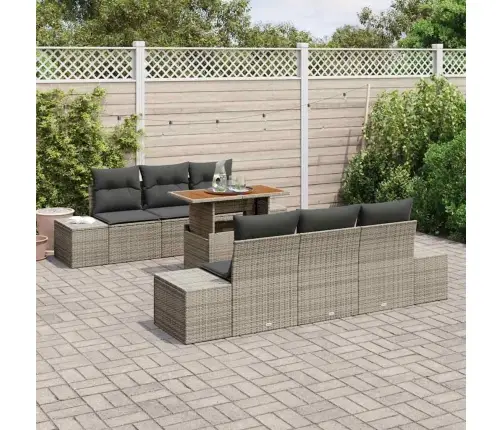 7 Daļu Dārza Galdiņš Ar Spilveniem Pelēkā Poliratanā Akācijā Vidaxl