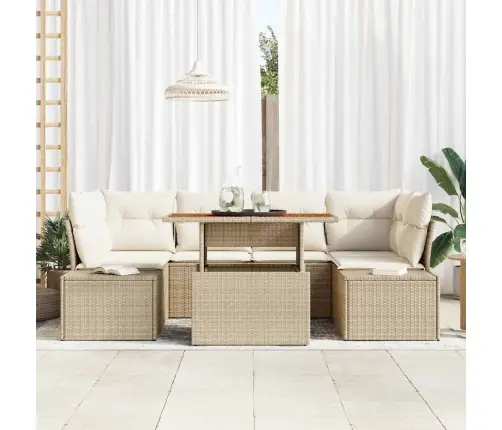 Sodo Valgomojo Komplektas Su Pagalve 7 Pcs Bežinė Ir Kreminė