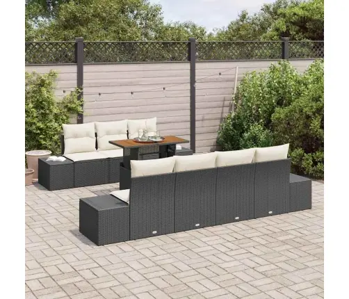 Sodo Valgomojo Komplektas Su Pagalve 8 Pcs Juoda Ir Kreminė