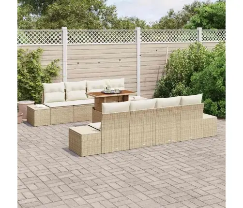 9 Daļīgs Dārza Pusdienu Komplekts Ar Bēšiem Spilveniem Vidaxl