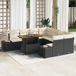 Dārza Ēdamgalds 9 Pcs Melns Un Krēmkrāsa 100 X 55 X 73 Cm Vidaxl