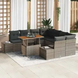 Dārza Ēdamgalds 9 Pcs Pelēks Un Brūns 100 X 55 X 73 Cm Vidaxl