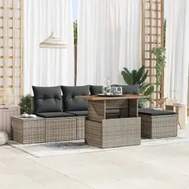 Dārza Ēdamgalds Ar Spilvenu 6 Pcs Pelēks Un Brūns Vidaxl