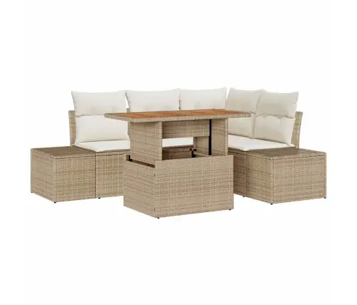 Sodo Sofų Rinkinys Su Pagalve 5 Pcs Bežinė Ir Kreminė