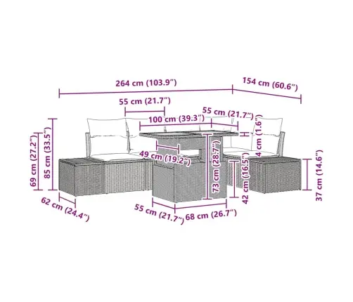 6 Daļu Dārza Galds Ar Spilveniem Bēšā Poliratānā Akācijā Vidaxl