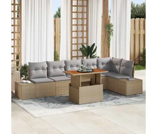 Aia Söögilaudade Komplekt 7 Pcs Beež Ja Hall 100 X 55 X 73 Cm