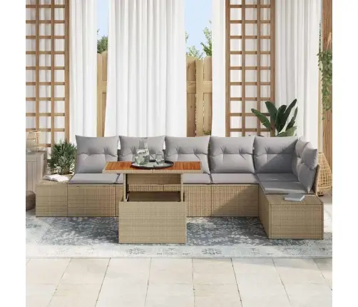 Aia Söögilaudade Komplekt 7 Pcs Beež Ja Hall 100 X 55 X 73 Cm