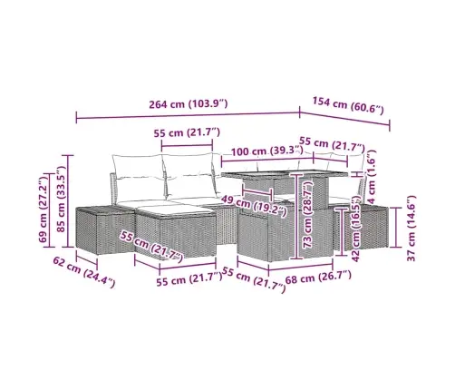 7 Daļu Dārza Mēbeļu Komplekts Ar Bēšiem Spilveniem Vidaxl