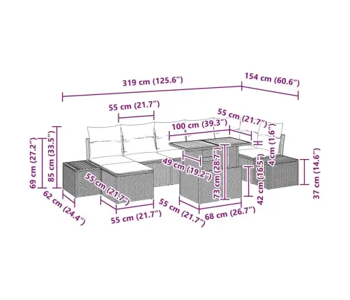 Aia Diivanikomplekt Padjaga 8 Pcs Beež Ja Hall