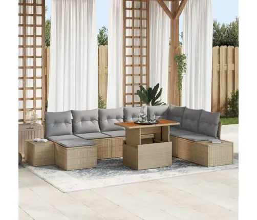 Aia Söögilaudade Komplekt Padjaga 9 Pcs Beež Ja Hall