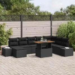 Dārza Ēdamgalds Ar Spilvenu 9 Pcs Melns Un Brūns Vidaxl Dārza Ēdamgalds Ar Spilvenu 9 Pcs Melns Un Brūns Vidaxl