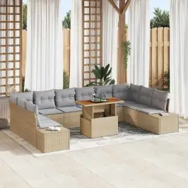 Aia Diivanikomplekt 11 Pcs Beež Ja Hall 100 X 55 X 73 Cm