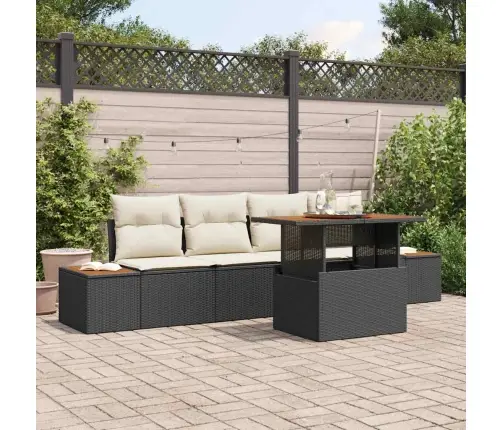 5 Daļu Dārza Galds Ar Spilveniem, Melns Poliestera Ratiņš, Akācija Vidaxl