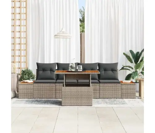 5 Daļu Dārza Galds Ar Spilveniem Pelēkajā Poliratanā Un Akācijā Vidaxl