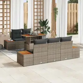 Dārza Ēdamgalds Ar Spilvenu Ar Spilvenu 6 Pcs Pelēks Un Brūns Vidaxl