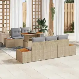 Dārza Ēdamgalds Ar Spilvenu Ar Spilvenu 6 Pcs Bēšs Un Pelēks Vidaxl