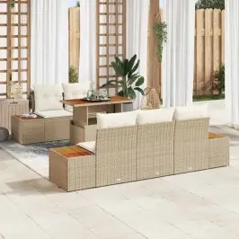 Sodo Valgomojo Komplektas Su Pagalve 6 Pcs Bežinė Ir Kreminė