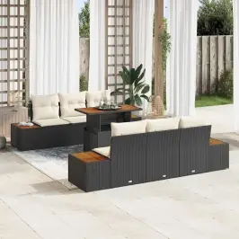 Dārza Ēdamgalds 7 Pcs Melna Un Beigē 100 X 55 X 73 Cm Vidaxl