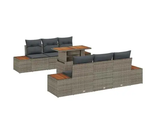 7 Daļu Dārza Galds Ar Spilveniem, Pelēks, No Mākslīgā Rattan Vidaxl