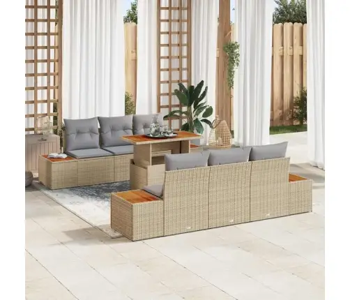 Sodo Valgomojo Komplektas Su Pagalve 7 Pcs Bežinė Ir Pilka