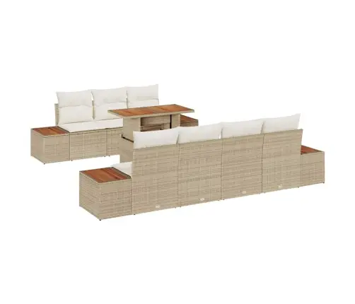 Dārza Ēdamgalds 8 Pcs Bēša 100 X 55 X 73 Cm Pe Rotangs Vidaxl