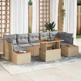 Aia Söögilaudade Komplekt 8 Pcs Beež Ja Hall 100 X 55 X 73 Cm