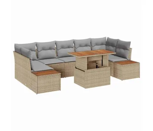 Aia Söögilaudade Komplekt 8 Pcs Beež Ja Hall 100 X 55 X 73 Cm