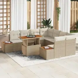 Dārza Ēdamgalds 9 Pcs Bēšs Un Krēms 100 X 55 X 73 Cm Vidaxl