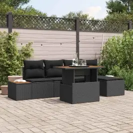 Dārza Ēdamgalds Ar Spilvenu 6 Pcs Melns Un Brūns Vidaxl