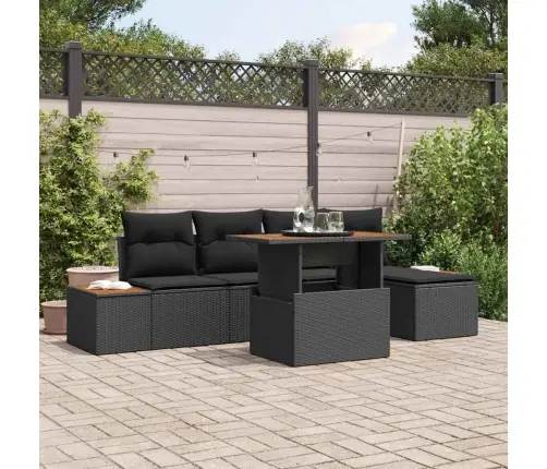 Sodo Valgomojo Komplektas Su Pagalve 6 Pcs Juoda Ir Ruda