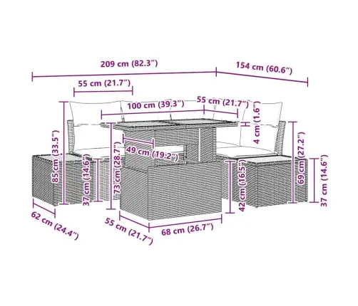 Aia Söögilaudade Komplekt Padjaga Padjaga 5 Pcs Hall Ja Pruun