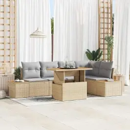 Aia Söögilaudade Komplekt 6 Pcs Beež Ja Hall 100 X 55 X 73 Cm