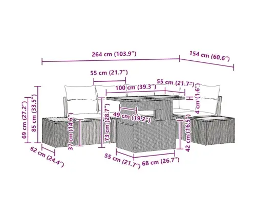 Aia Söögilaudade Komplekt Padjaga Padjaga 6 Pcs Beež Ja Hall