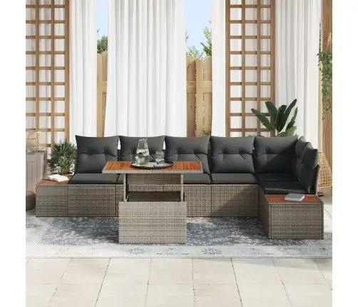 7 Daļu Dārza Galda Komplekts Ar Spilveniem Pelēkā Krāsā, Akācijas Vidaxl