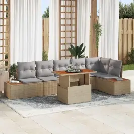 Aia Söögilaudade Komplekt 7 Pcs Beež Ja Hall 100 X 55 X 73 Cm