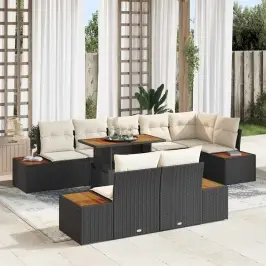 Aia Söögilaudade Komplekt 9 Pcs Must Ja Beež 100 X 55 X 73 Cm