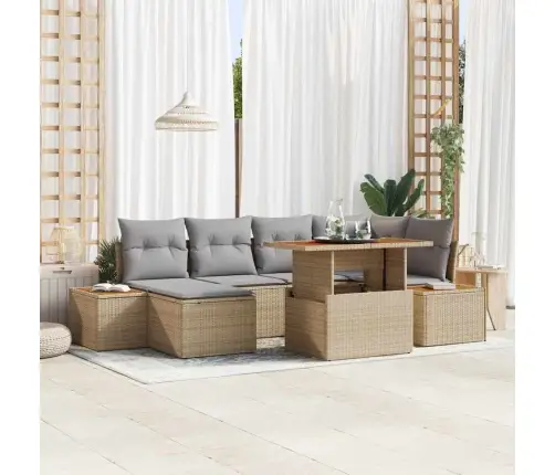 Sodo Valgomojo Komplektas Su Pagalve 7 Pcs Bežinė Ir Pilka