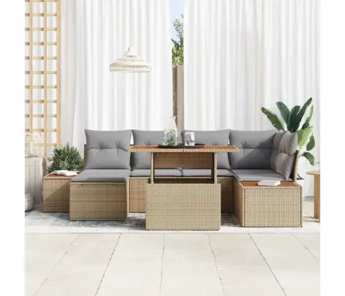 Sodo Valgomojo Komplektas Su Pagalve 7 Pcs Bežinė Ir Pilka