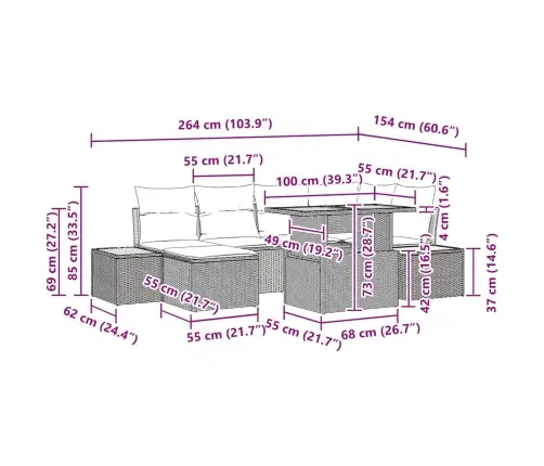 7 Daļu Dārza Galdiņš Ar Spilveniem, Bēšs Poliratanā Vidaxl