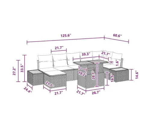 8 Daļu Dārza Galds Ar Spilveniem, Melns Poliratanis, Akācija Vidaxl