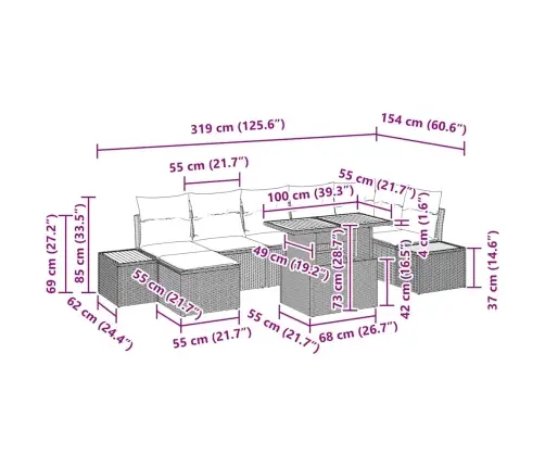Aia Söögilaudade Komplekt Padjaga 8 Pcs Hall Ja Pruun