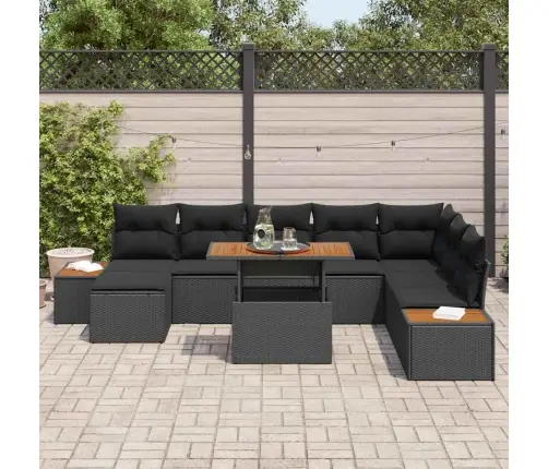 Sodo Valgomojo Komplektas Su Pagalve 9 Pcs Juoda Ir Ruda