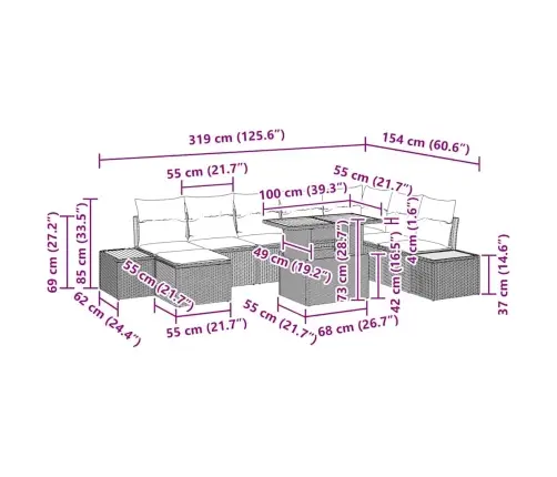 9 Daļu Dārza Galdiņš Ar Spilveniem, Bēšs Polirats, Akācija Vidaxl