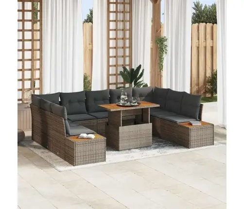 10 Daļu Dārza Galds Ar Spilveniem Pelēkajā Polirašanas Akācijā Vidaxl