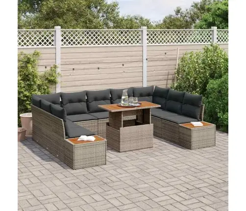 10 Daļu Dārza Galds Ar Spilveniem Pelēkajā Polirašanas Akācijā Vidaxl