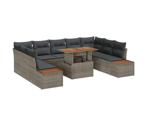 10 Daļu Dārza Galds Ar Spilveniem Pelēkajā Polirašanas Akācijā Vidaxl