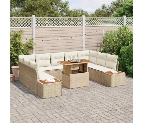 Sodo Valgomojo Komplektas Su Pagalve 10 Pcs Bežinė Ir Kreminė