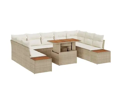 Sodo Valgomojo Komplektas Su Pagalve 10 Pcs Bežinė Ir Kreminė